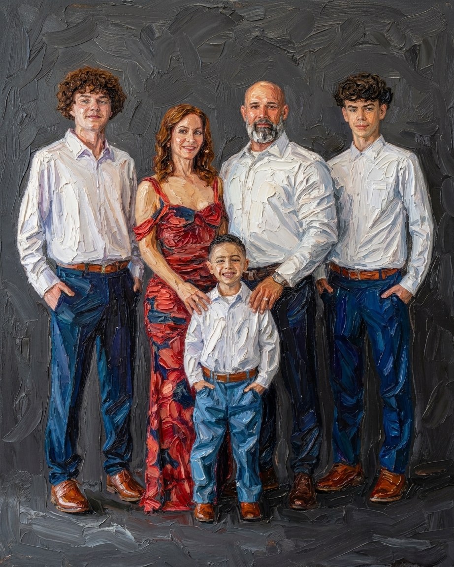 Illustrative multi-photo family portrait