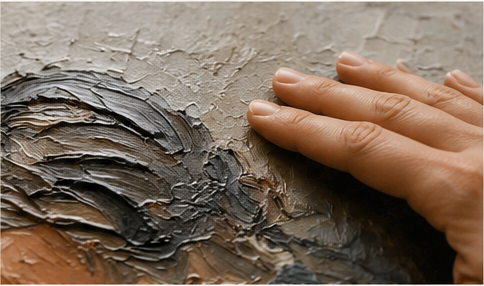 Extreme close-up of layered paint texture